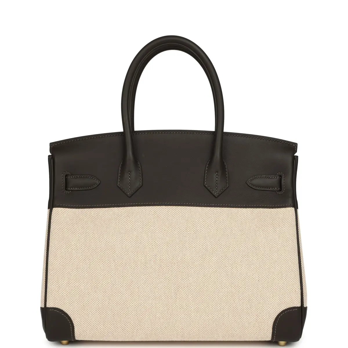 HERMÈS Hermes Birkin 30 Ecru and Beige Toile H Canvas, Bai Brun Swift Gold Hardware | Thumbnail 4 HERMÈS Hermes Birkin 30 Ecru and Beige Toile H Canvas, Bai Brun Swift Gold Hardware | Thumbnail 4