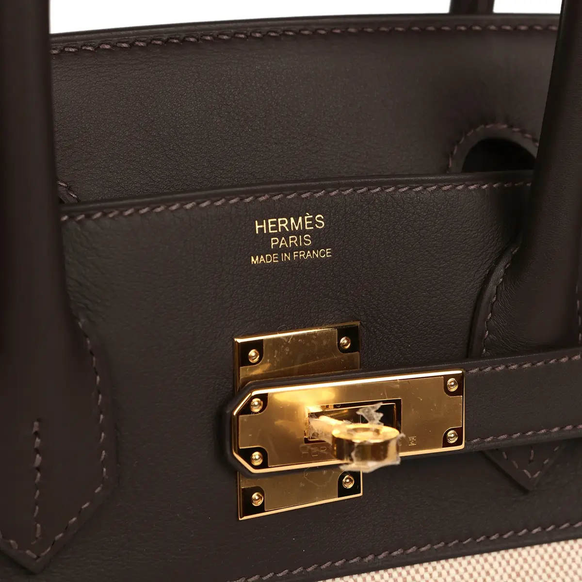 HERMÈS Hermes Birkin 30 Ecru and Beige Toile H Canvas, Bai Brun Swift Gold Hardware | Thumbnail 7 HERMÈS Hermes Birkin 30 Ecru and Beige Toile H Canvas, Bai Brun Swift Gold Hardware | Thumbnail 7