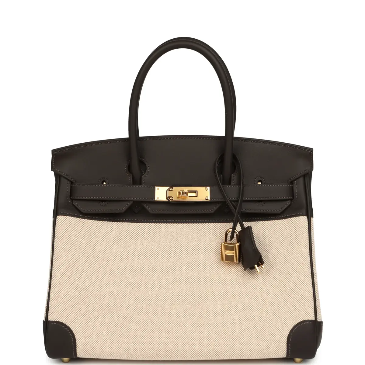 HERMÈS Hermes Birkin 30 Ecru and Beige Toile H Canvas, Bai Brun Swift Gold Hardware | Image 1 HERMÈS Hermes Birkin 30 Ecru and Beige Toile H Canvas, Bai Brun Swift Gold Hardware | Image 1