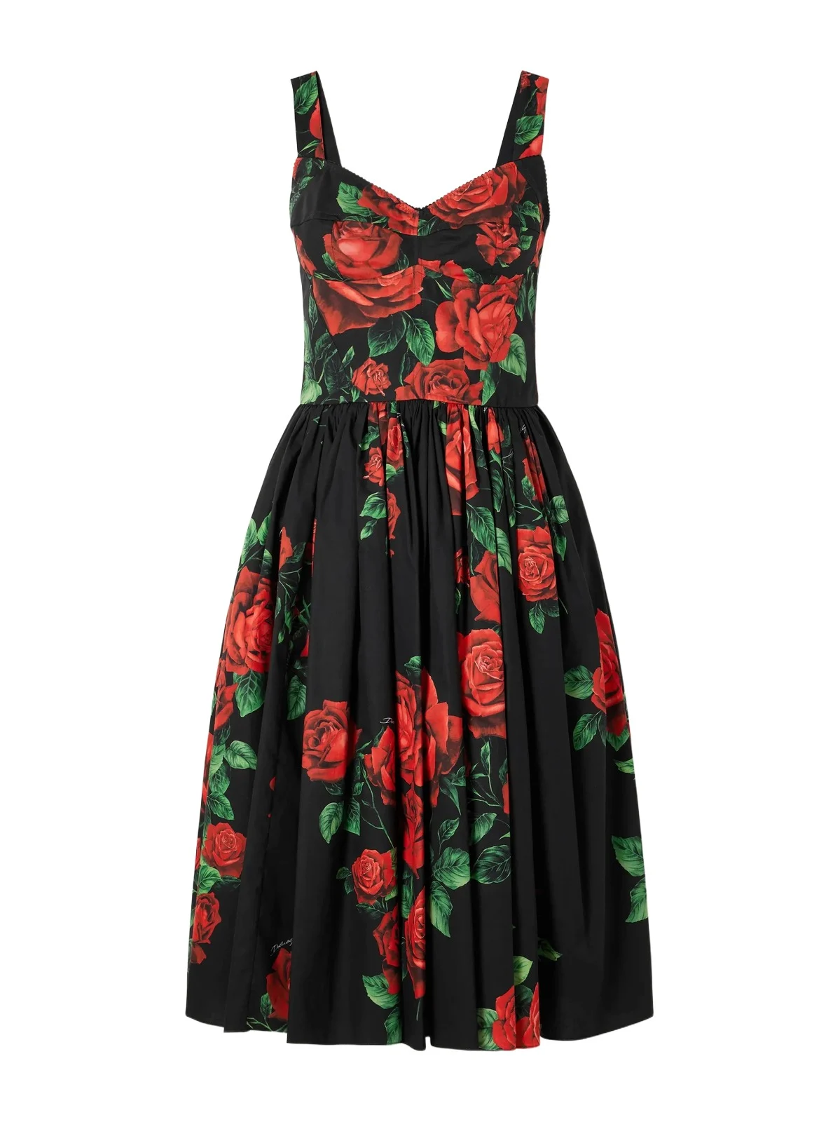 Floral-print Cotton-poplin Corset Midi Dress
