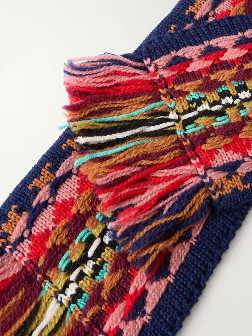 Dries Van Noten Fringed Intrasia-knit Wool Scarf | Thumbnail 4