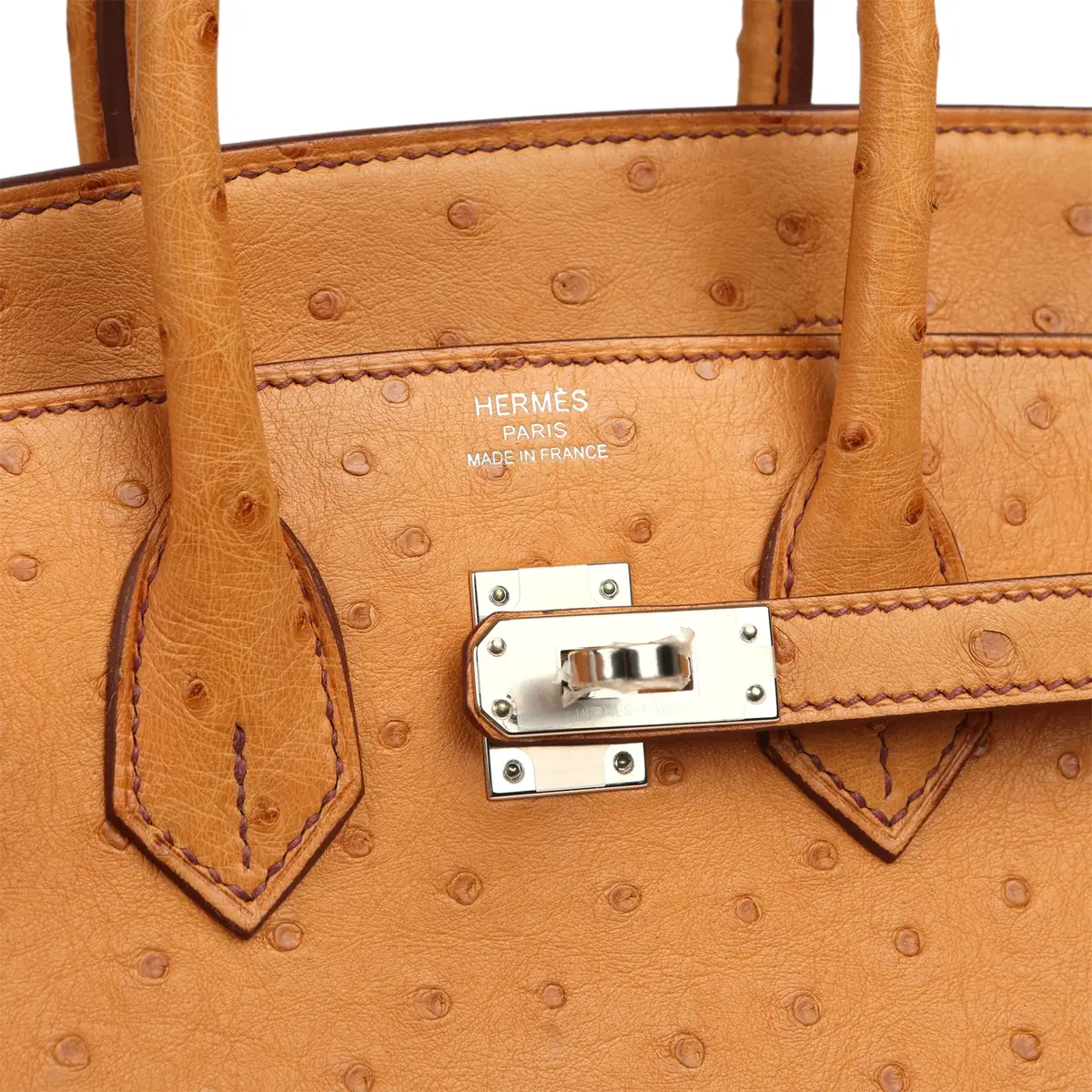 HERMÈS Hermes Birkin Sellier 25 Gold Ostrich Palladium Hardware | Thumbnail 7