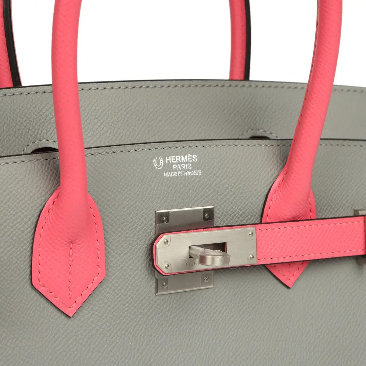 HERMÈS Hermes Special Order (HSS) Birkin 30 Gris Mouette, Rose Azalee Epsom Brushed Palladium Hardware | Thumbnail 7 HERMÈS Hermes Special Order (HSS) Birkin 30 Gris Mouette, Rose Azalee Epsom Brushed Palladium Hardware | Thumbnail 7