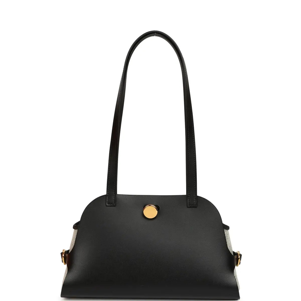 HERMÈS Hermes Tablier Sellier Black Vache Hunter, Swift, Ecru-Black Toile H Gold Hardware | Thumbnail 7 HERMÈS Hermes Tablier Sellier Black Vache Hunter, Swift, Ecru-Black Toile H Gold Hardware | Thumbnail 7