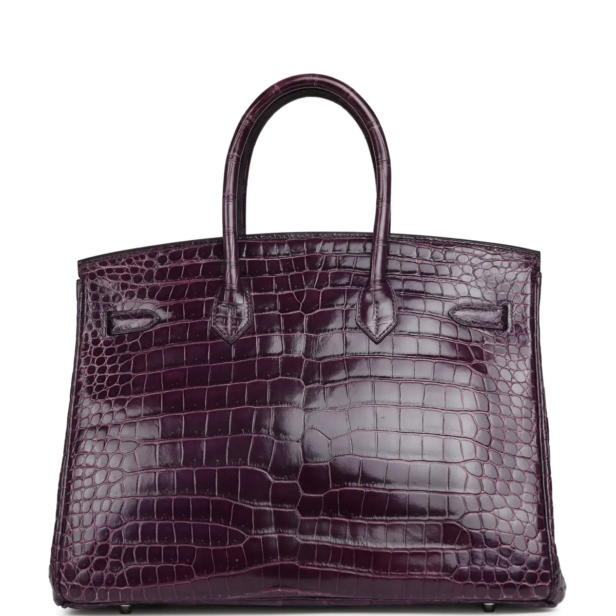 HERMÈS Pre-owned Hermes Birkin 35 Cassis Shiny Porosus Crocodile Palladium Hardware | Thumbnail 3 HERMÈS Pre-owned Hermes Birkin 35 Cassis Shiny Porosus Crocodile Palladium Hardware | Thumbnail 3