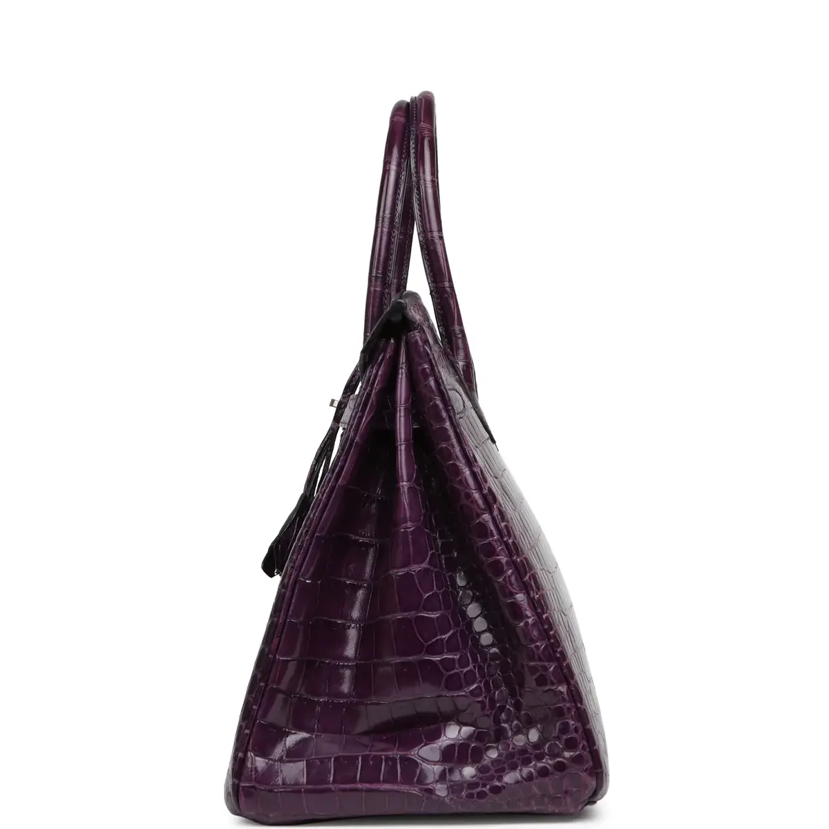 HERMÈS Pre-owned Hermes Birkin 35 Cassis Shiny Porosus Crocodile Palladium Hardware | Thumbnail 4 HERMÈS Pre-owned Hermes Birkin 35 Cassis Shiny Porosus Crocodile Palladium Hardware | Thumbnail 4