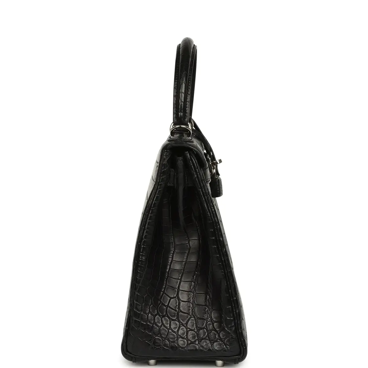 HERMÈS Pre-owned Hermes Kelly Retourne 28 Black Matte Niloticus Crocodile Palladium Hardware | Thumbnail 3