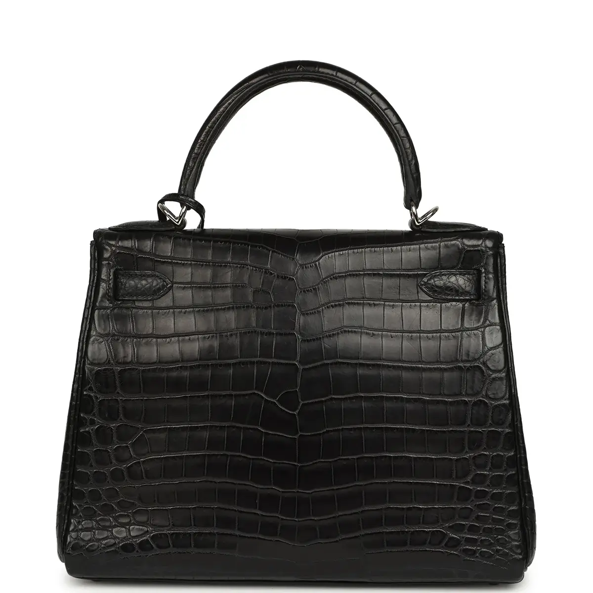 HERMÈS Pre-owned Hermes Kelly Retourne 28 Black Matte Niloticus Crocodile Palladium Hardware | Thumbnail 4