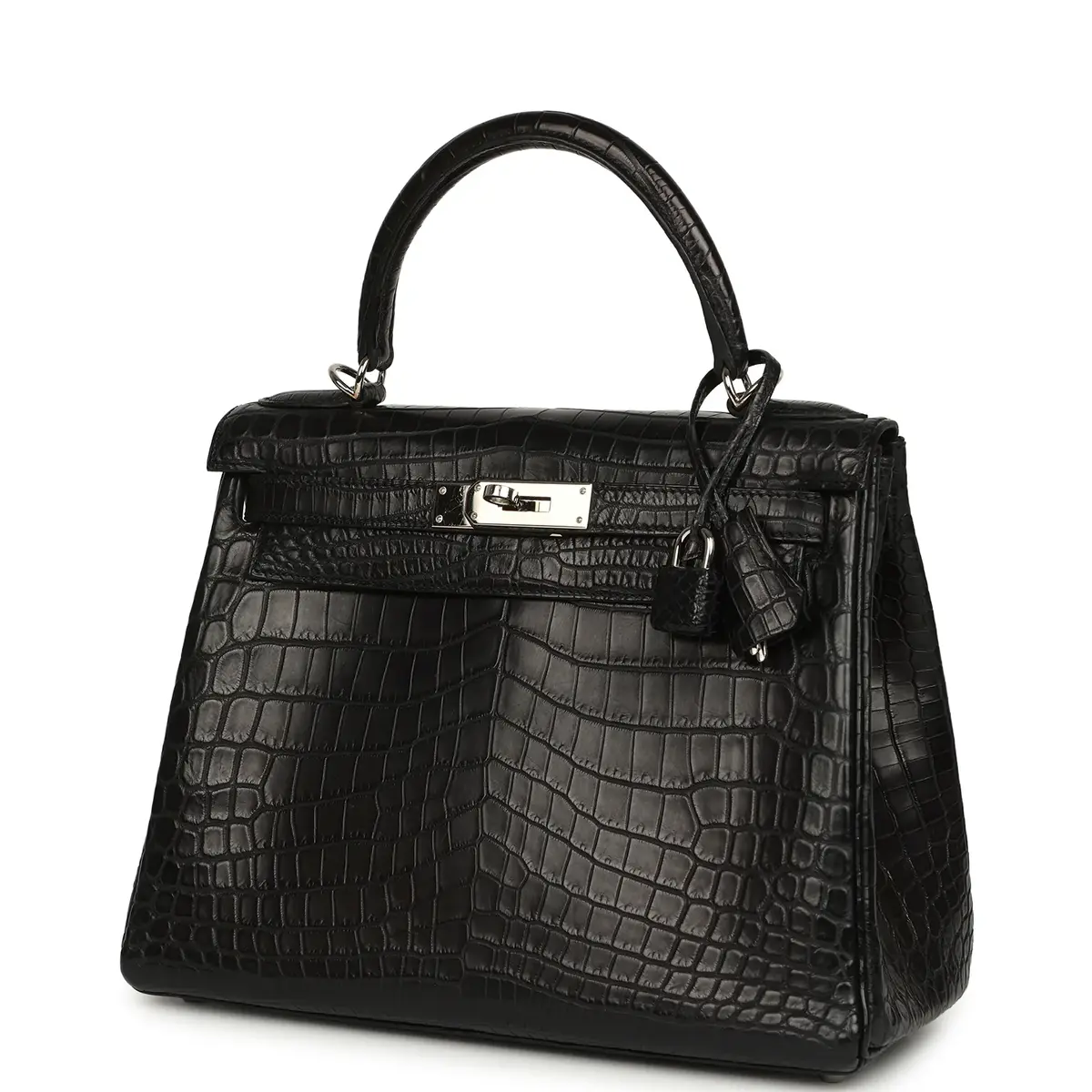 HERMÈS Pre-owned Hermes Kelly Retourne 28 Black Matte Niloticus Crocodile Palladium Hardware | Thumbnail 5