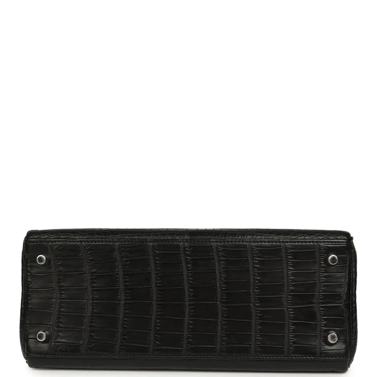 HERMÈS Pre-owned Hermes Kelly Retourne 28 Black Matte Niloticus Crocodile Palladium Hardware | Thumbnail 6