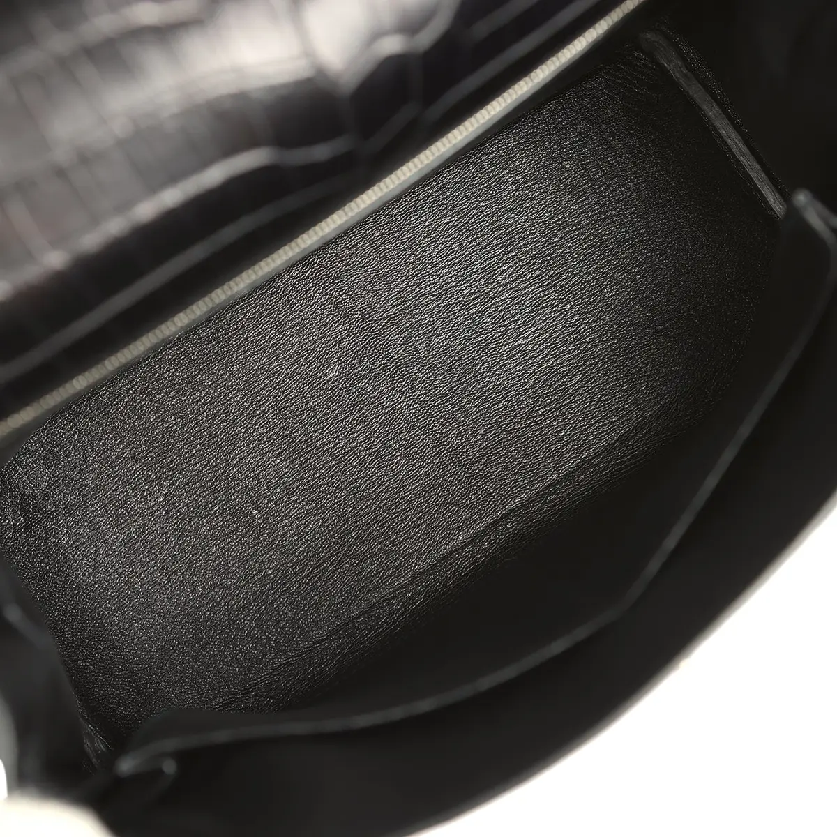 HERMÈS Pre-owned Hermes Kelly Retourne 28 Black Matte Niloticus Crocodile Palladium Hardware | Thumbnail 8