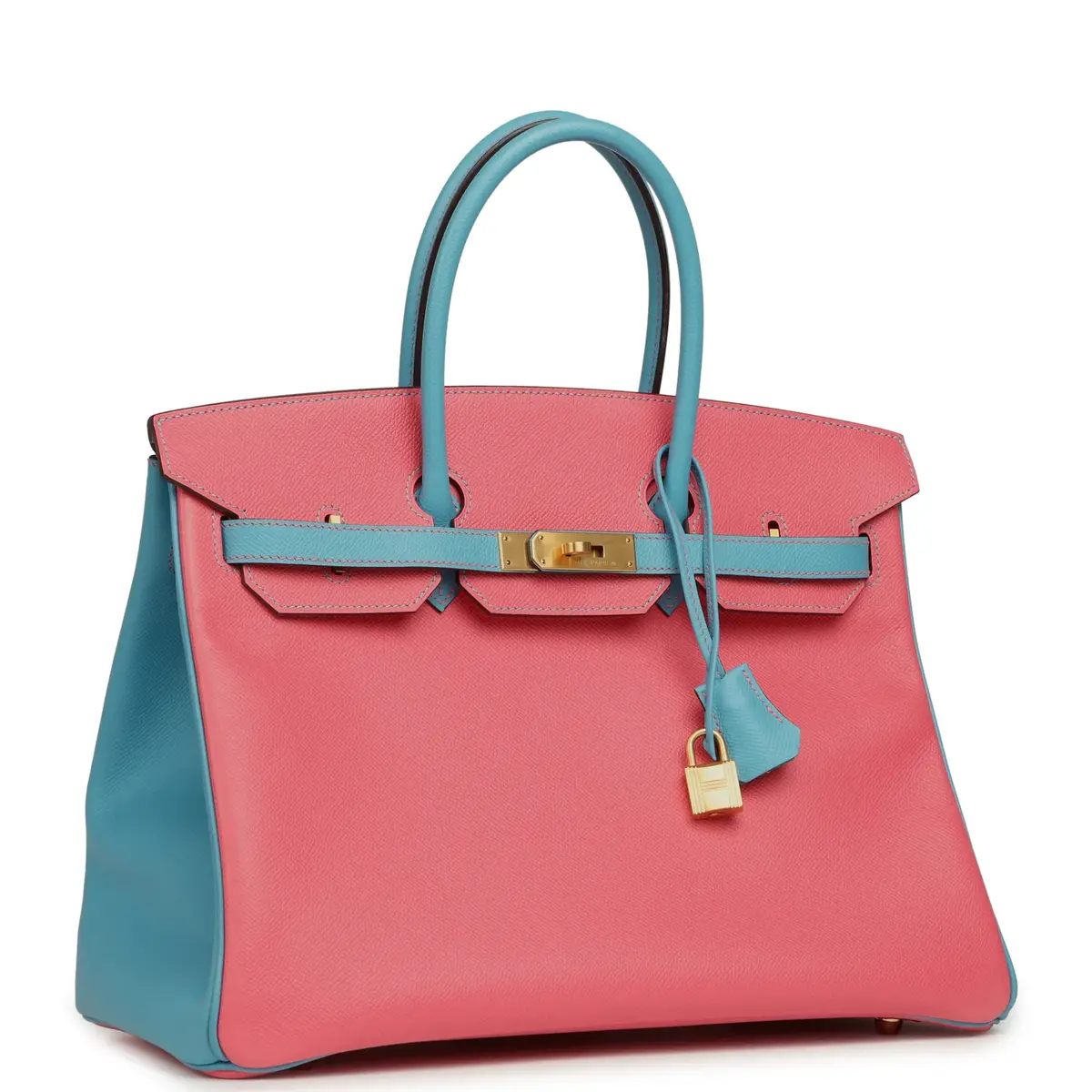 HERMÈS Pre-owned Hermes Special Order (HSS) Birkin 35 Rose Lipstick, Bleu Du Nord Epsom Brushed Gold Hardware | Thumbnail 2