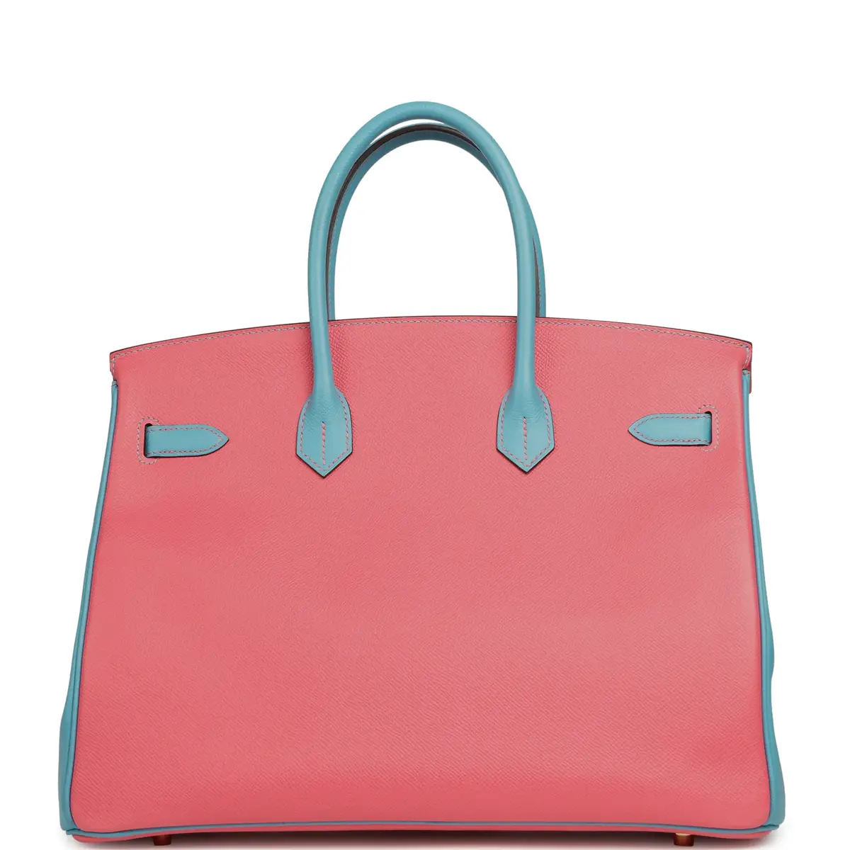 HERMÈS Pre-owned Hermes Special Order (HSS) Birkin 35 Rose Lipstick, Bleu Du Nord Epsom Brushed Gold Hardware | Thumbnail 4