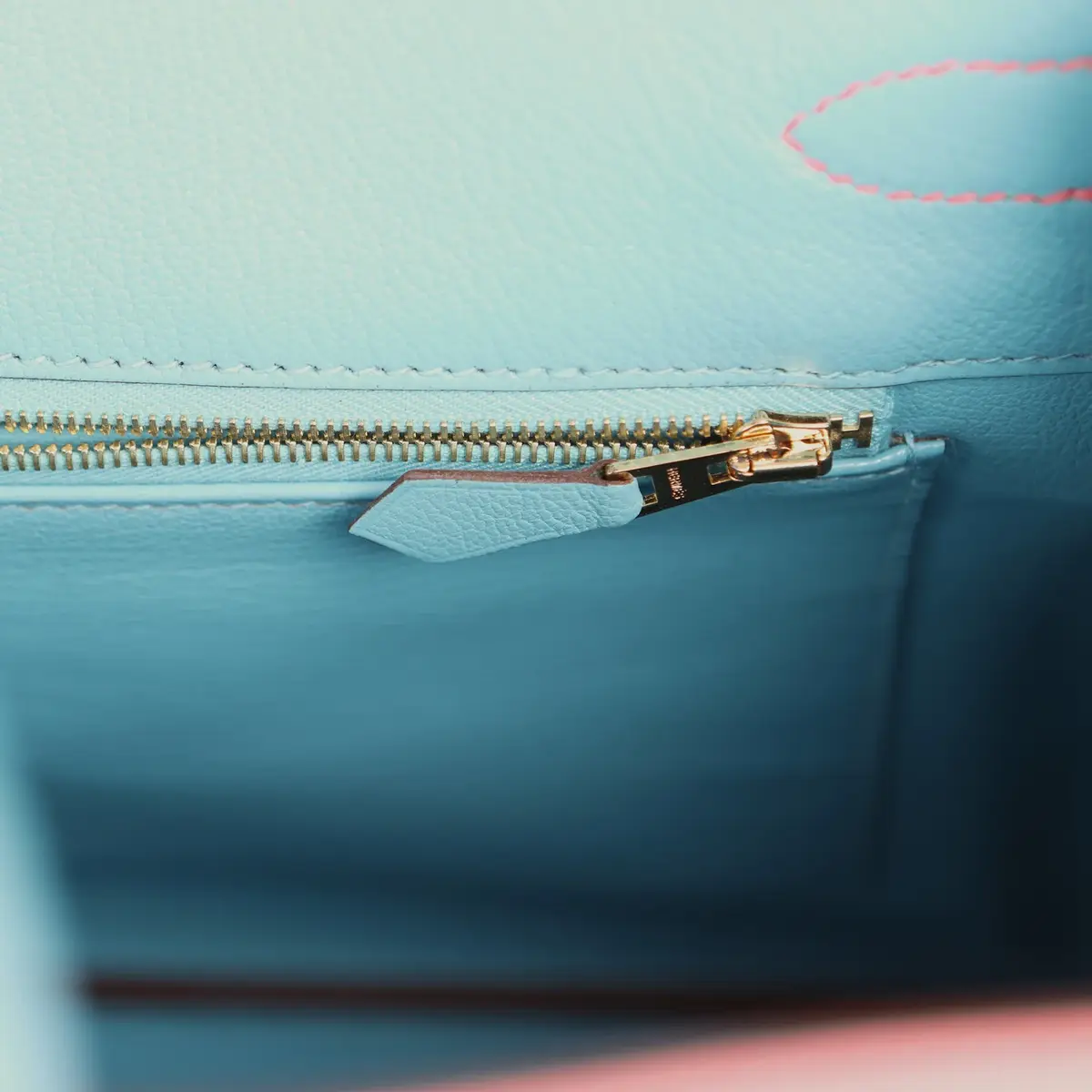 HERMÈS Pre-owned Hermes Special Order (HSS) Birkin 35 Rose Lipstick, Bleu Du Nord Epsom Brushed Gold Hardware | Thumbnail 8