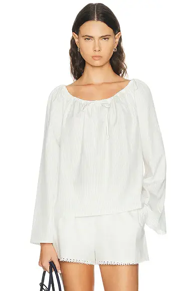DONNI. The Pop Pinstripe Tie Top | Image 1 DONNI. The Pop Pinstripe Tie Top | Image 1