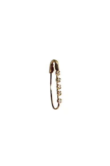 Loren Stewart Mini Diamond Prong Safety Pin Single Earring | Image 1 Loren Stewart Mini Diamond Prong Safety Pin Single Earring | Image 1