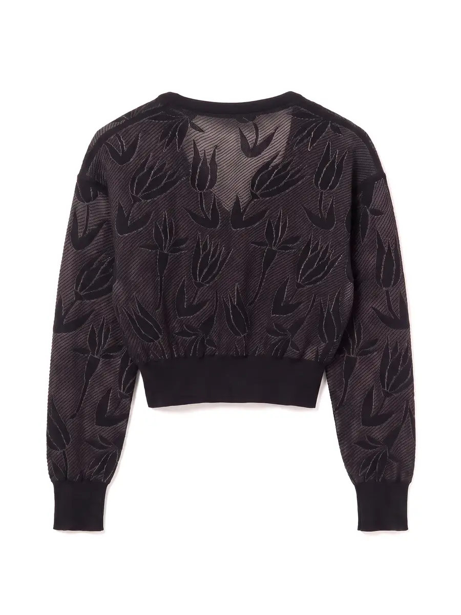 Dodiee Cara Sheer Floral Jacquard Cropped Sweater | Thumbnail 2 Dodiee Cara Sheer Floral Jacquard Cropped Sweater | Thumbnail 2