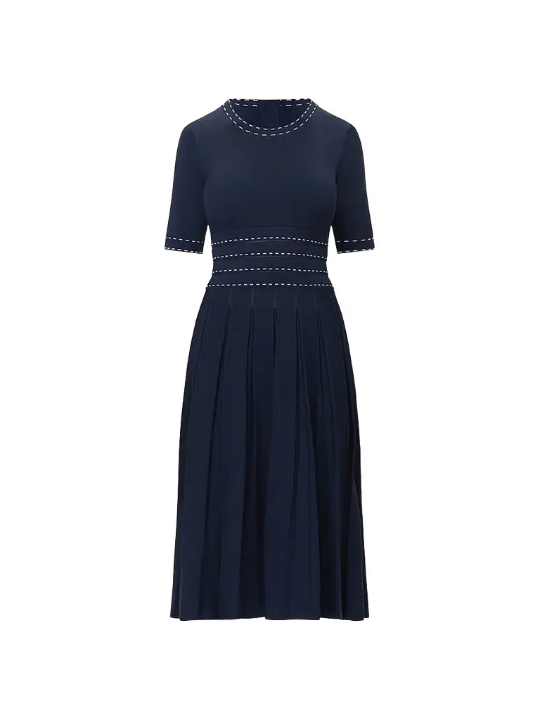 Hervé Léger Women's The Kimberly Pleated Midi Dress - Storm Alabaster | Image 1 Hervé Léger Women's The Kimberly Pleated Midi Dress - Storm Alabaster | Image 1