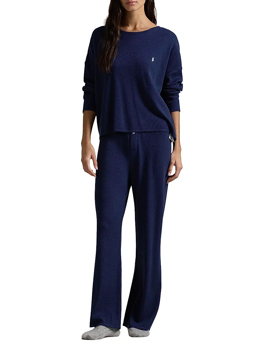 Polo Ralph Lauren Women's Club Waffle Knit Pajamas | Thumbnail 2 Polo Ralph Lauren Women's Club Waffle Knit Pajamas | Thumbnail 2