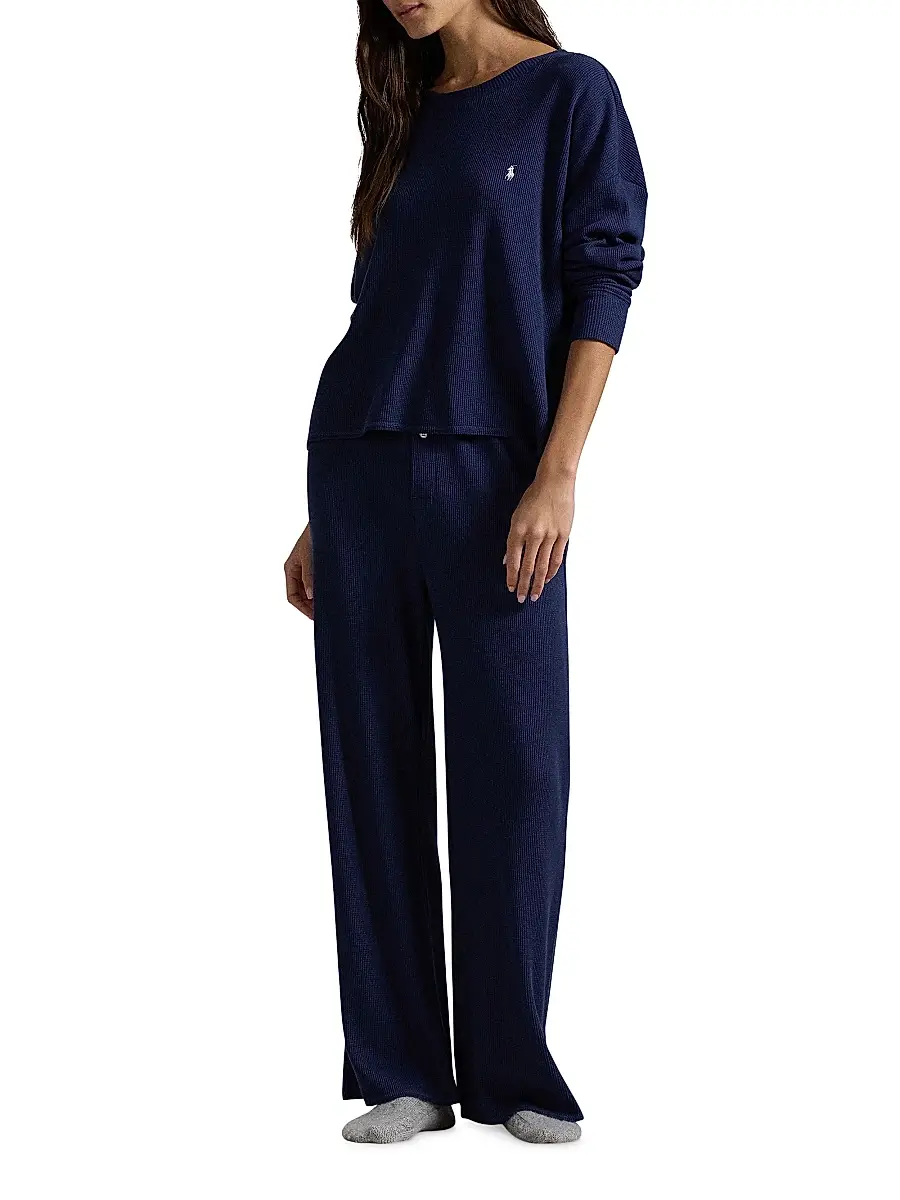 Polo Ralph Lauren Women's Club Waffle Knit Pajamas | Thumbnail 3 Polo Ralph Lauren Women's Club Waffle Knit Pajamas | Thumbnail 3