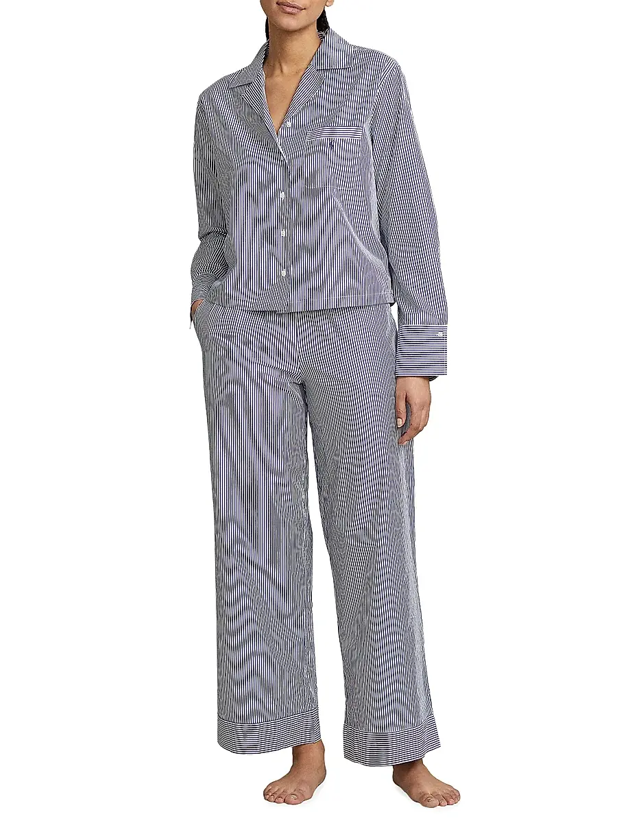 Polo Ralph Lauren Women's Bailey Striped Long Pajama Set - Bengal | Image 1 Polo Ralph Lauren Women's Bailey Striped Long Pajama Set - Bengal | Image 1