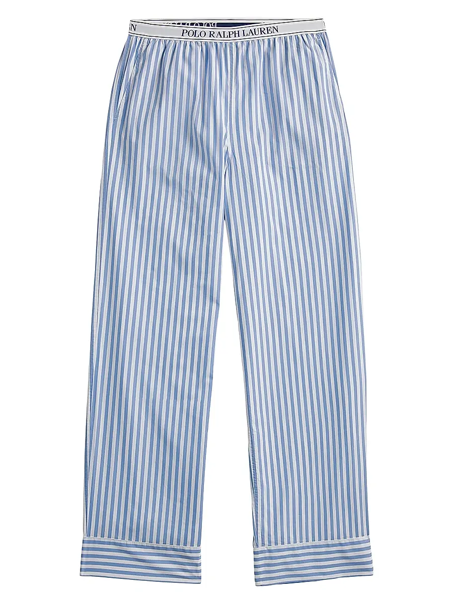 Polo Ralph Lauren Women's Shirting Stripes Striped Cotton Pants - White Cloud Hydrangea | Image 1 Polo Ralph Lauren Women's Shirting Stripes Striped Cotton Pants - White Cloud Hydrangea | Image 1