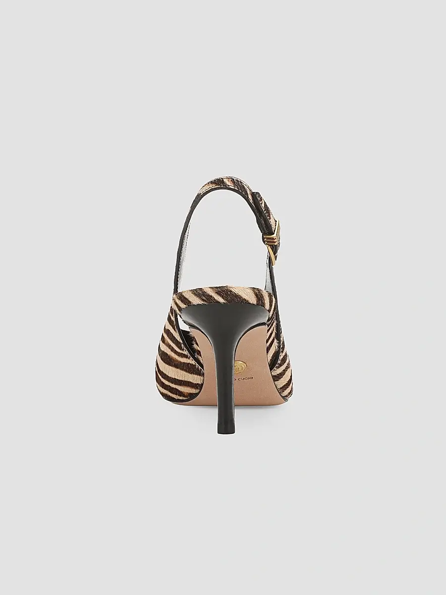 Veronica Beard Women's Luciana 70MM Zebra-Print Calf Hair Slingback Pumps | Thumbnail 3
