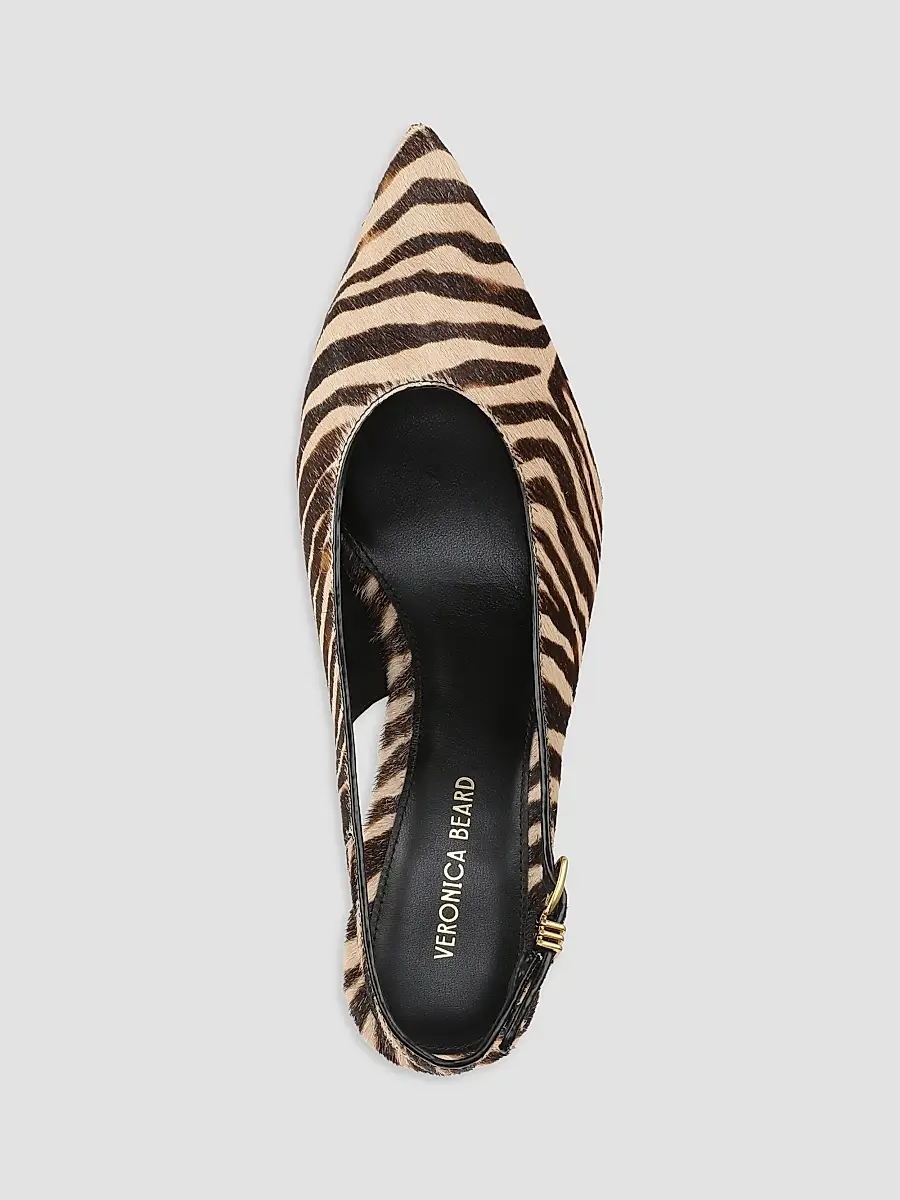 Veronica Beard Women's Luciana 70MM Zebra-Print Calf Hair Slingback Pumps | Thumbnail 4