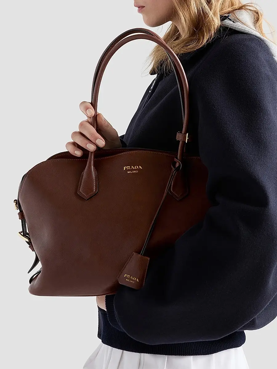 Prada Women's Signet Large Leather Tote Bag | Thumbnail 3 Prada Women's Signet Large Leather Tote Bag | Thumbnail 3