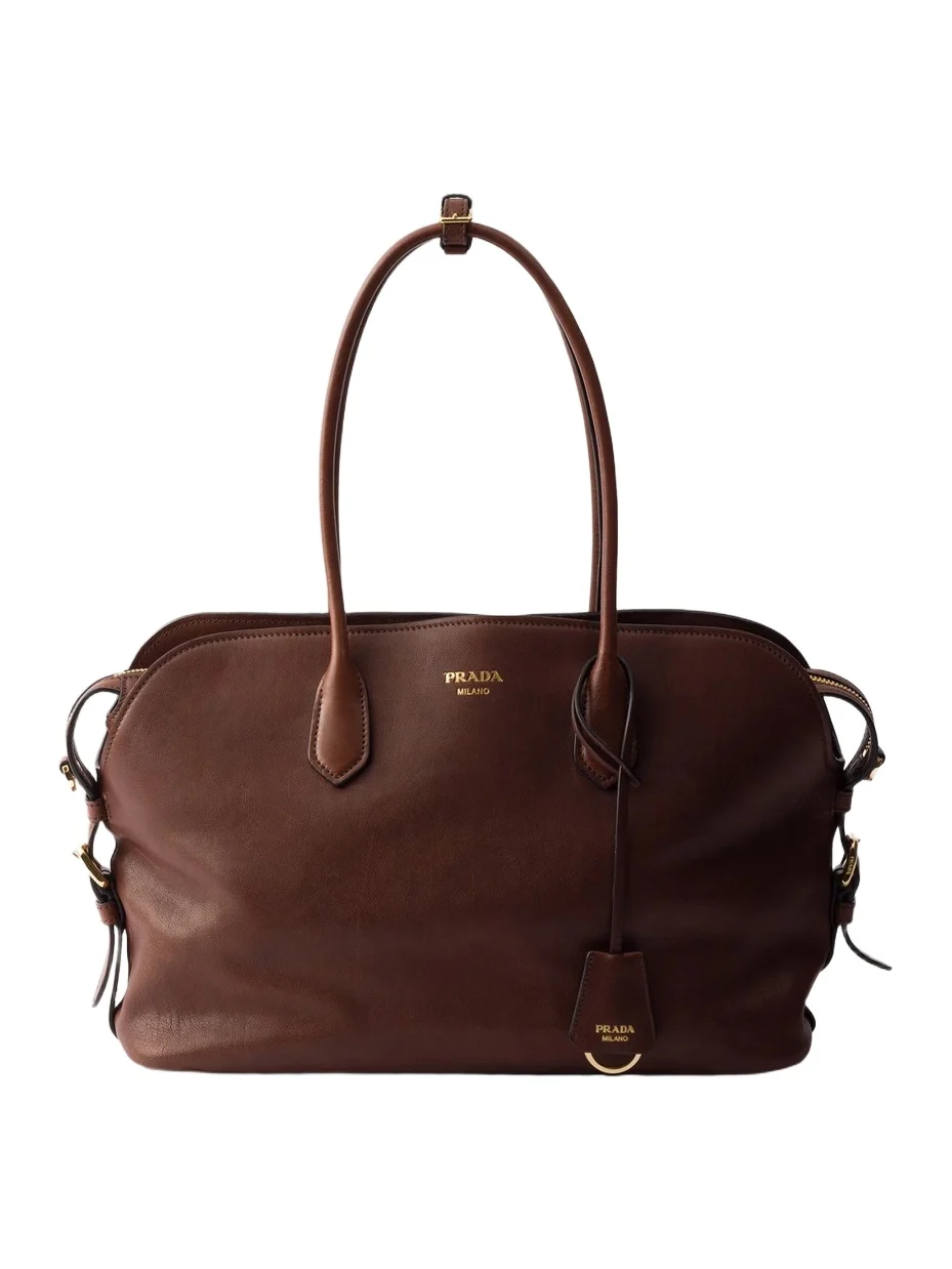 Prada Women's Signet Large Leather Tote Bag