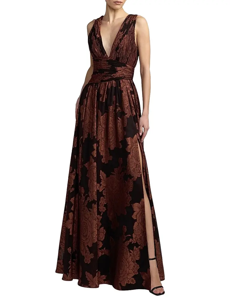 Mac Duggal Women's Burnout Chiffon Sleeveless A-Line Gown