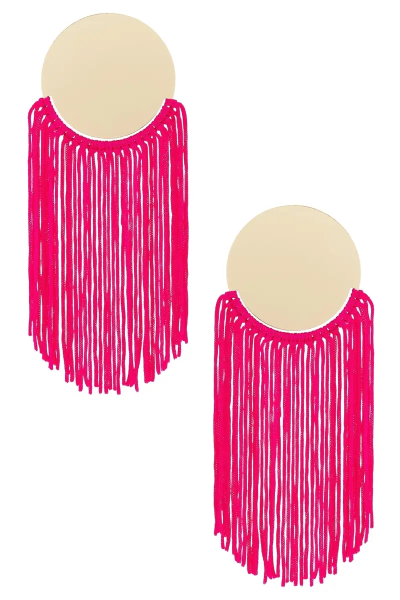Round Top & Flowing Fringe Tassel Statement Earrings