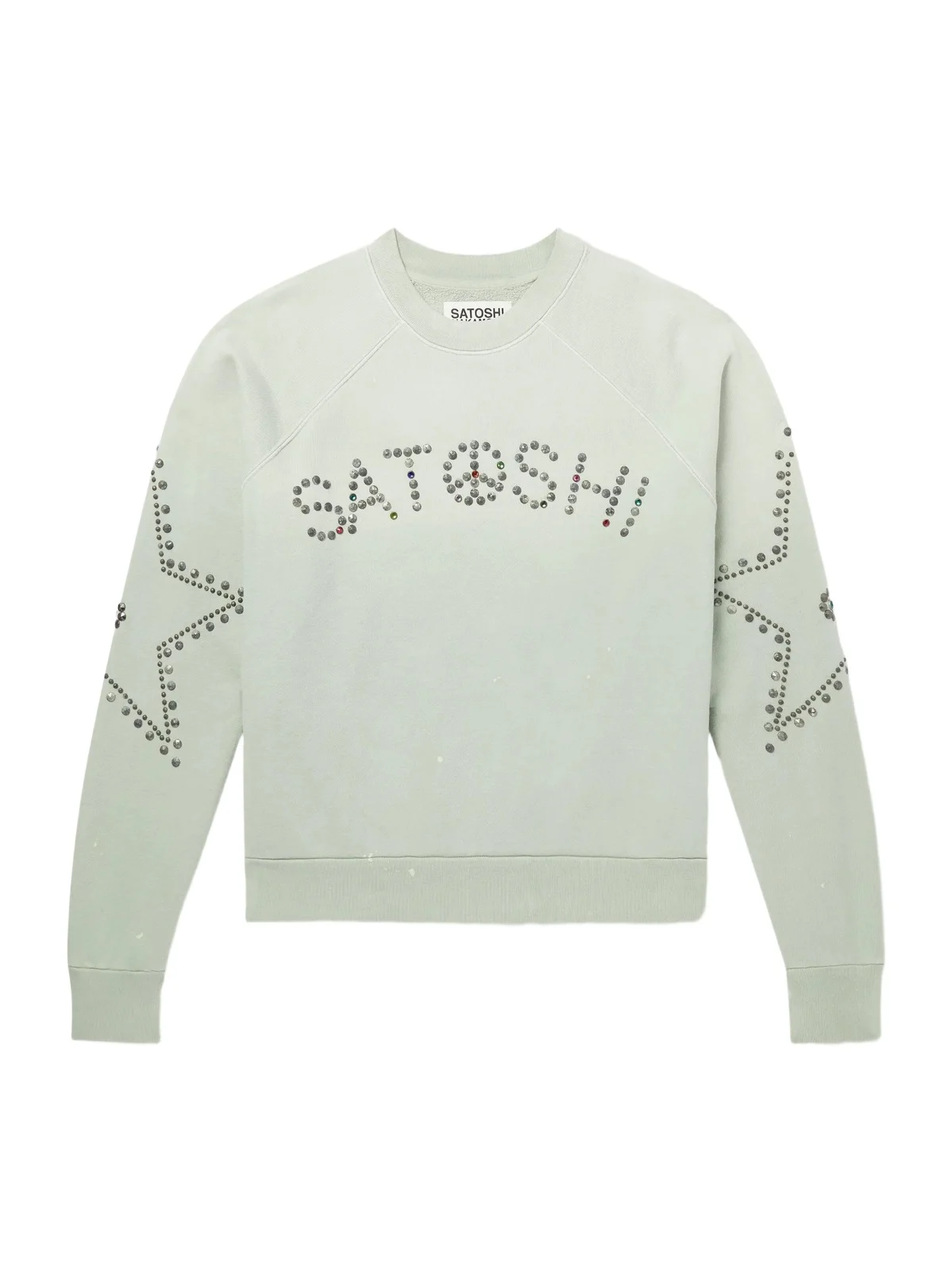 Satoshi Nakamoto Distressed Studded Cotton-Jersey Sweatshirt - Men