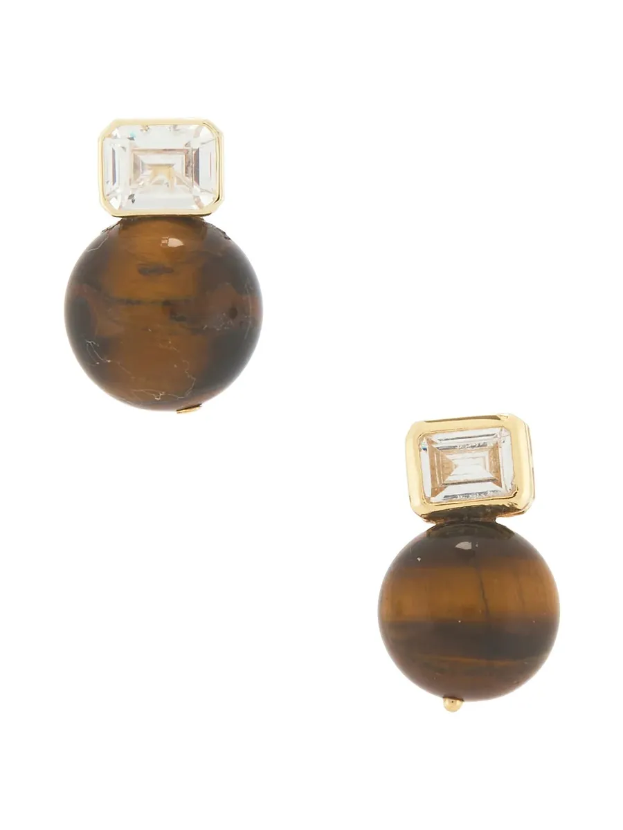 Emerald Baguette Tiger Eye Earring Emerald Baguette Tiger Eye Earring