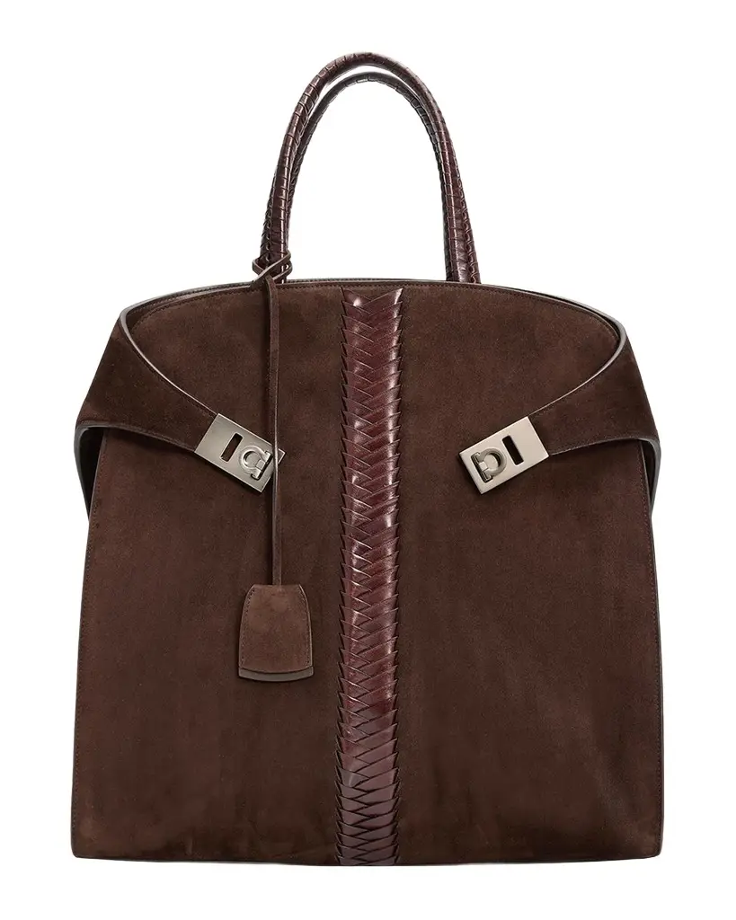 Ferragamo Men's Hug Tote Bag in Suede | Image 1 Ferragamo Men's Hug Tote Bag in Suede | Image 1