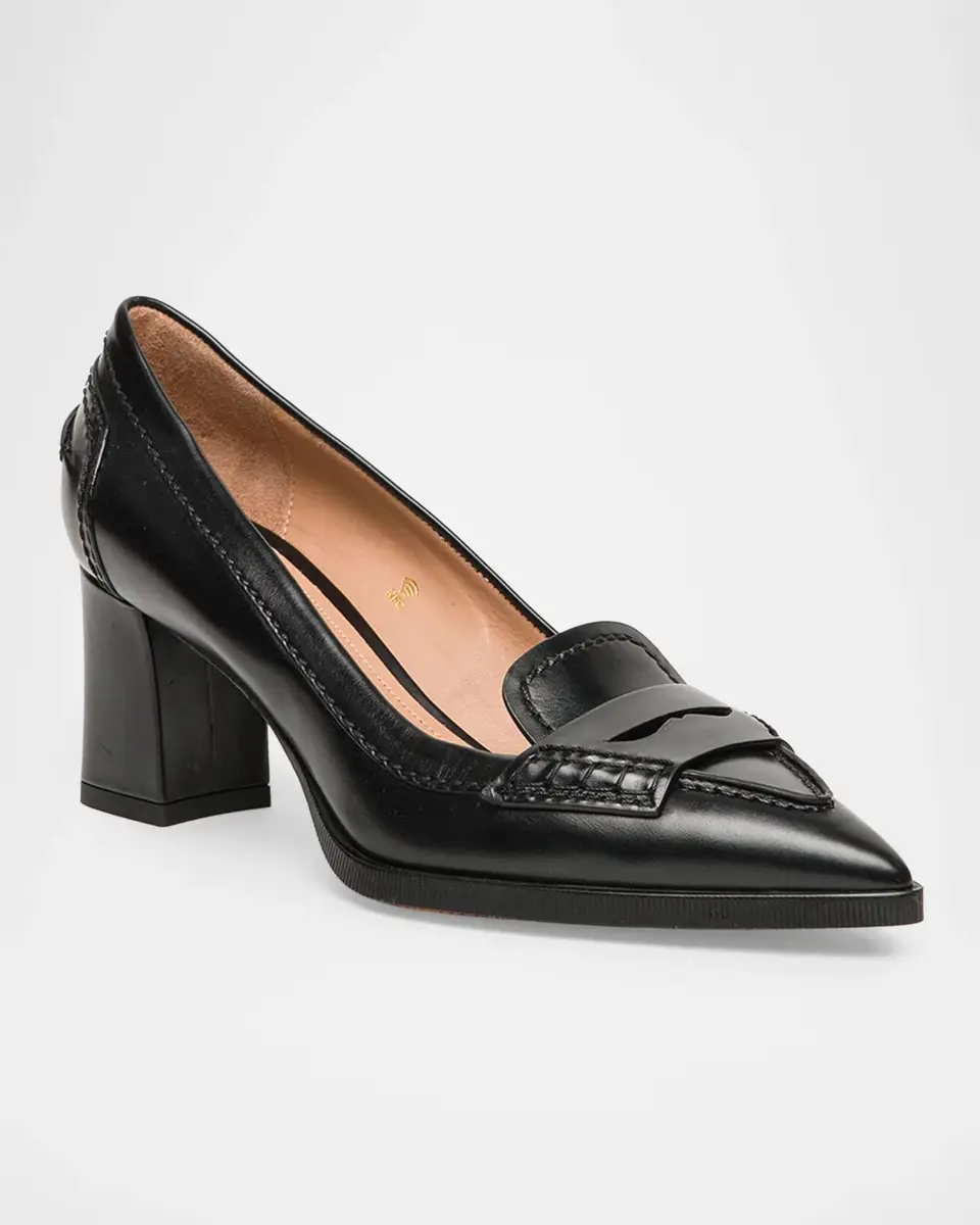 Santoni 65mm Florinda Leather Penny Loafer Pumps | Thumbnail 3 Santoni 65mm Florinda Leather Penny Loafer Pumps | Thumbnail 3