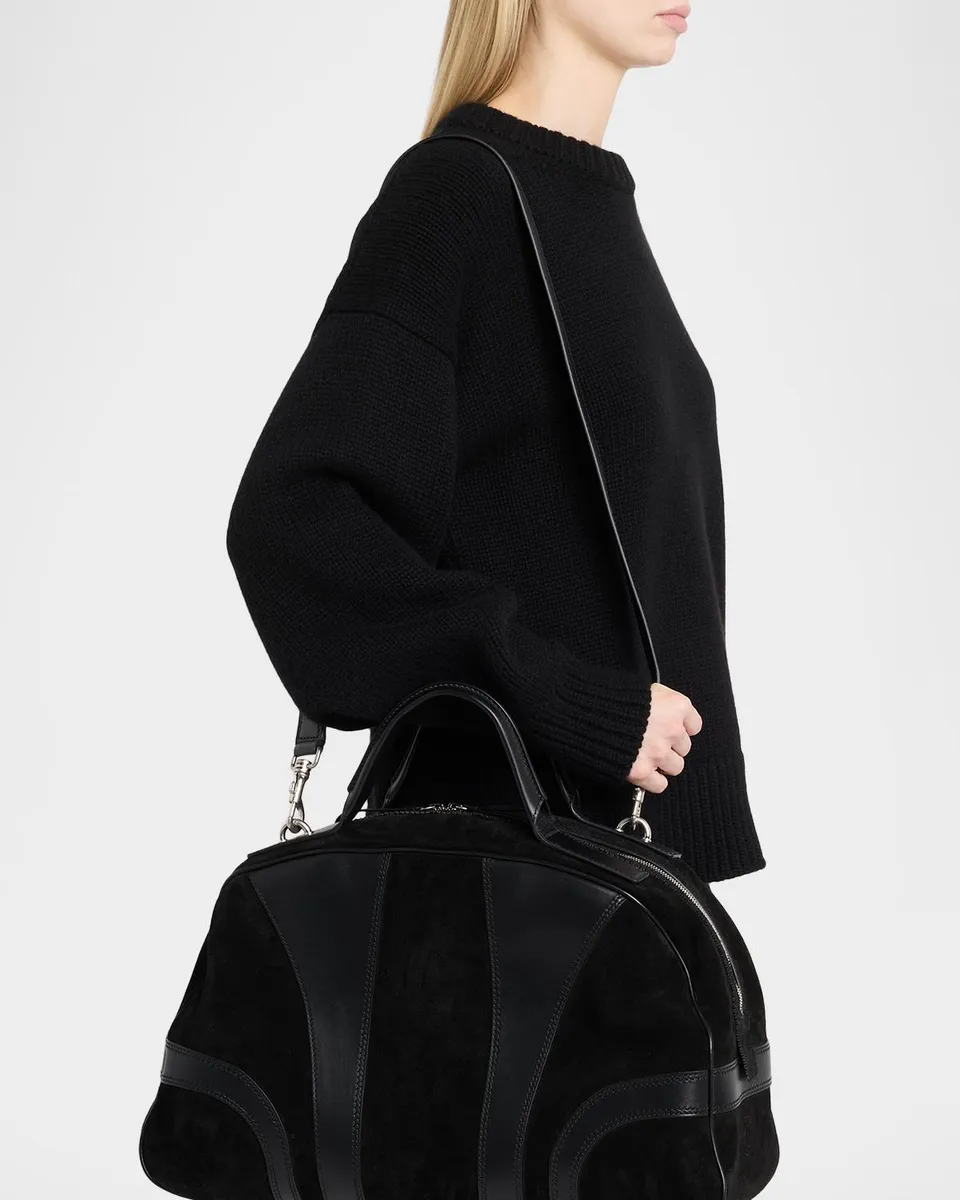 Dries Van Noten Men's Suede and Leather Duffel Crossbody Bag | Thumbnail 2