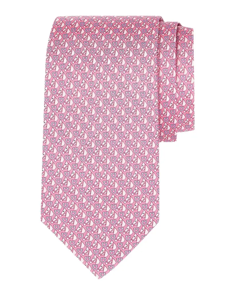 Ferragamo Men's Varenne Horse and Gancio Silk Tie | Image 1 Ferragamo Men's Varenne Horse and Gancio Silk Tie | Image 1