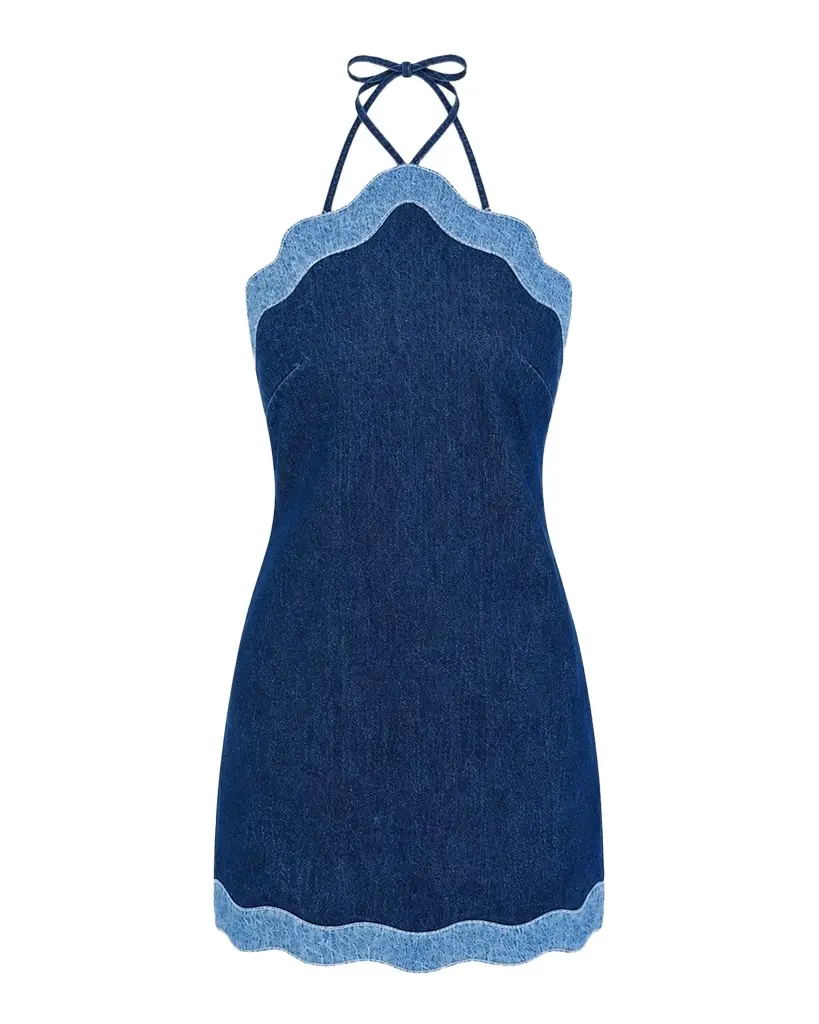 Retrofête Tasia Denim Halter Dress | Image 1 Retrofête Tasia Denim Halter Dress | Image 1