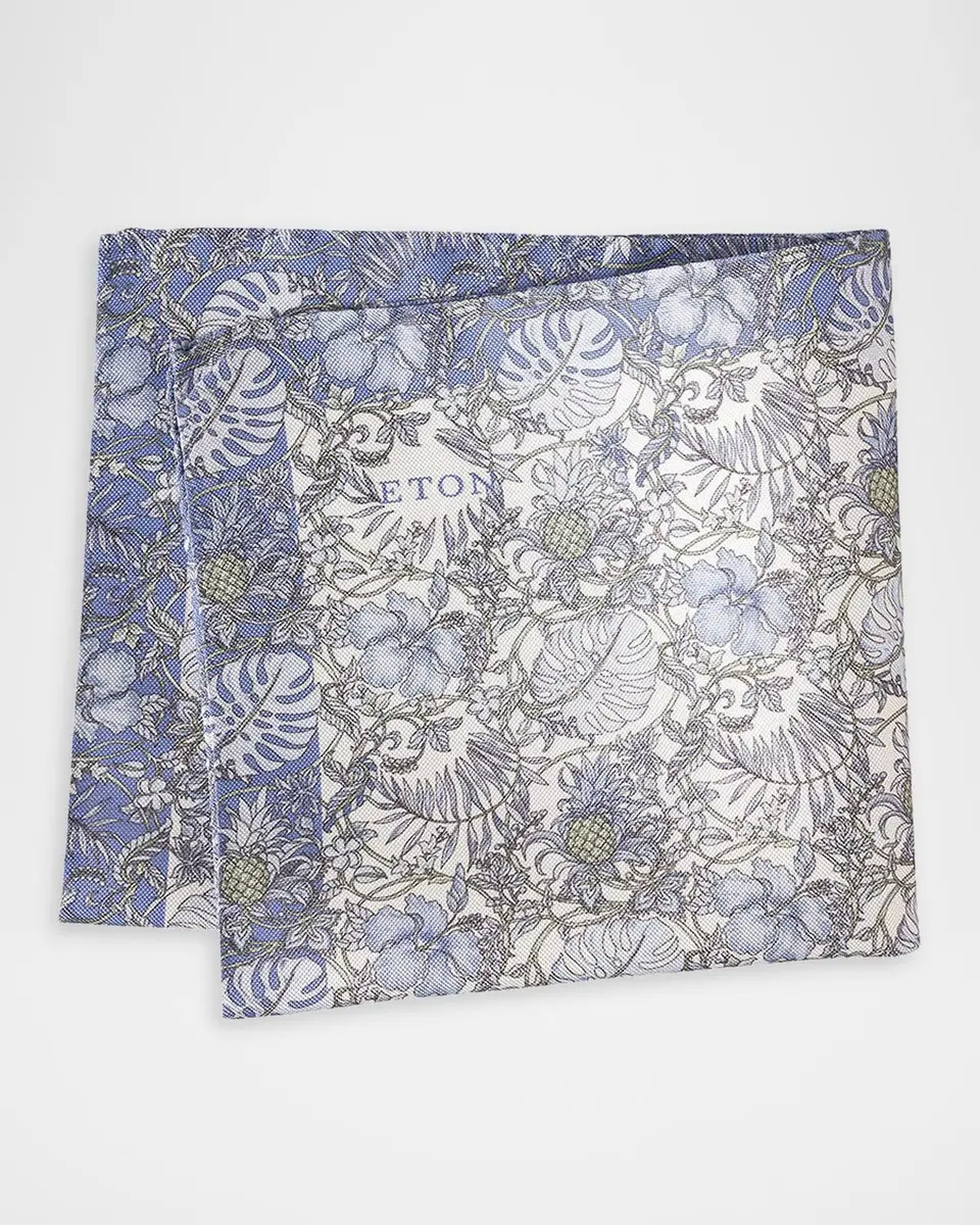 Eton Men's Tropical Floral Silk Pocket Square | Thumbnail 2 Eton Men's Tropical Floral Silk Pocket Square | Thumbnail 2