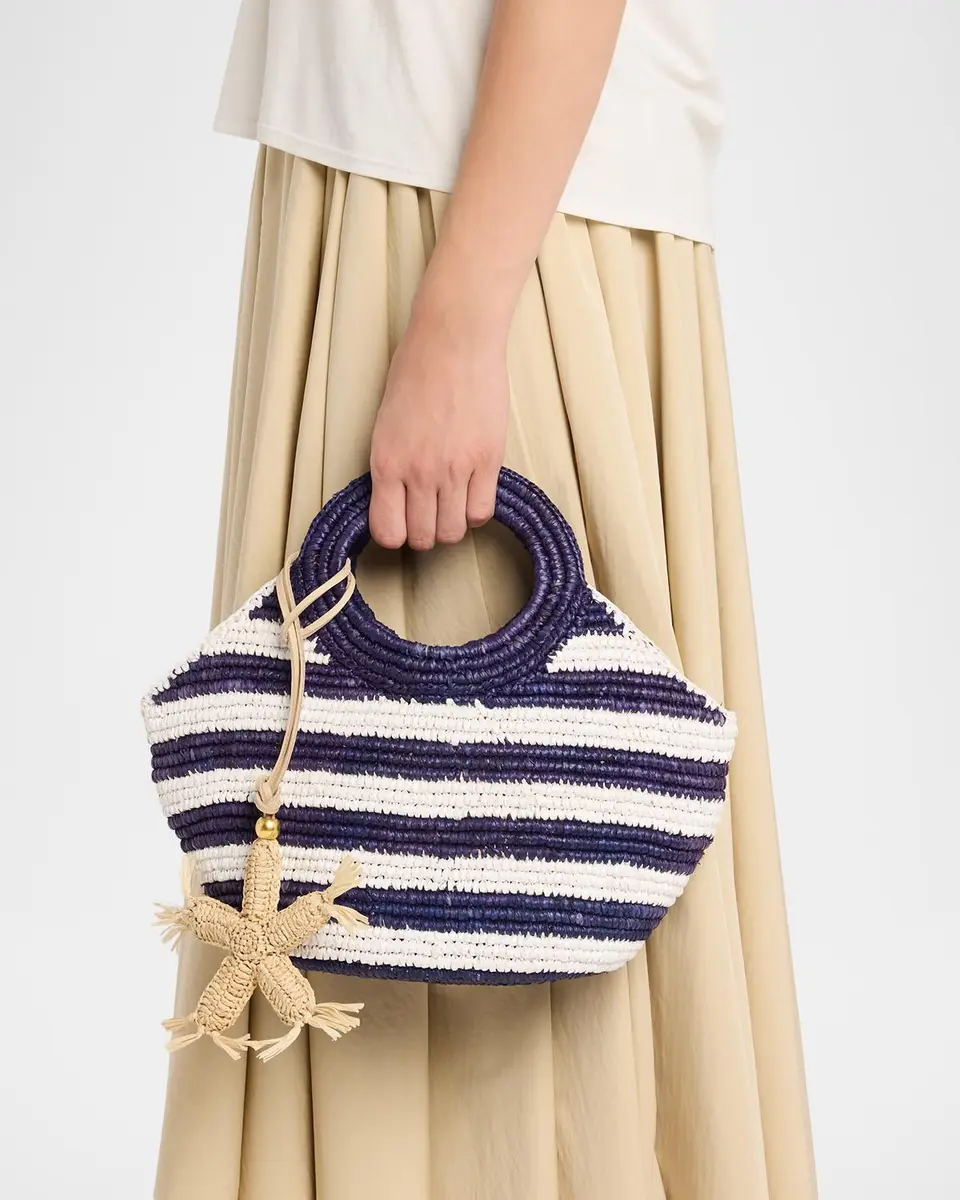 BTB Los Angeles Knot Mini Striped Raffia Tote Bag with Starfish Charm | Thumbnail 2