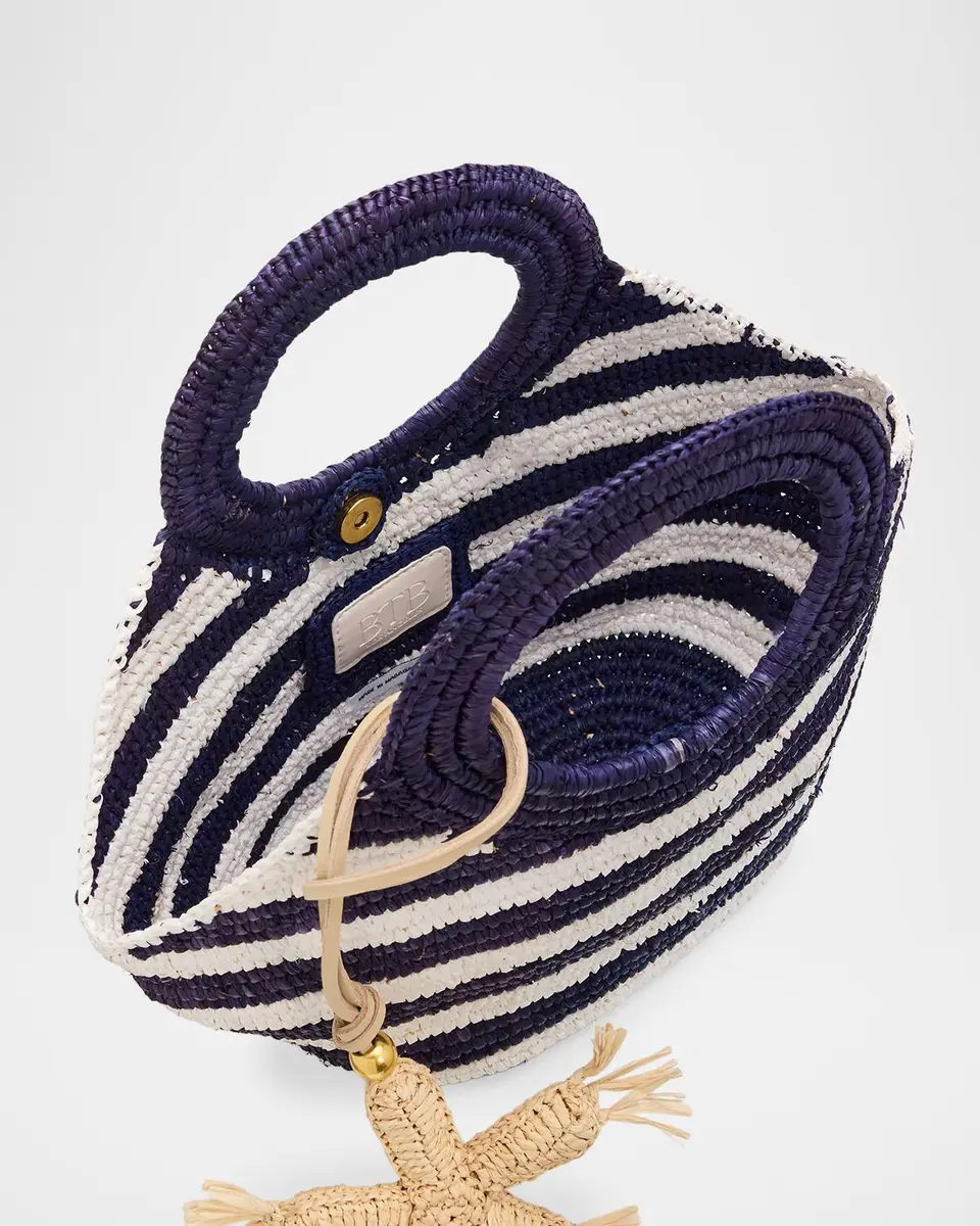 BTB Los Angeles Knot Mini Striped Raffia Tote Bag with Starfish Charm | Thumbnail 4