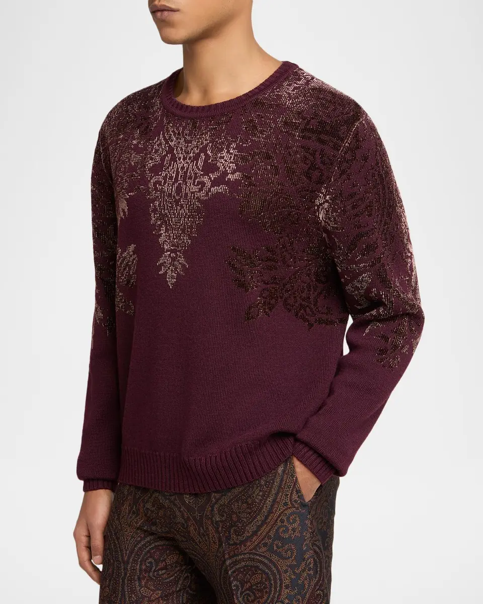 Etro Men's Soho Paisley Jacquard Crewneck Sweater | Thumbnail 3 Etro Men's Soho Paisley Jacquard Crewneck Sweater | Thumbnail 3