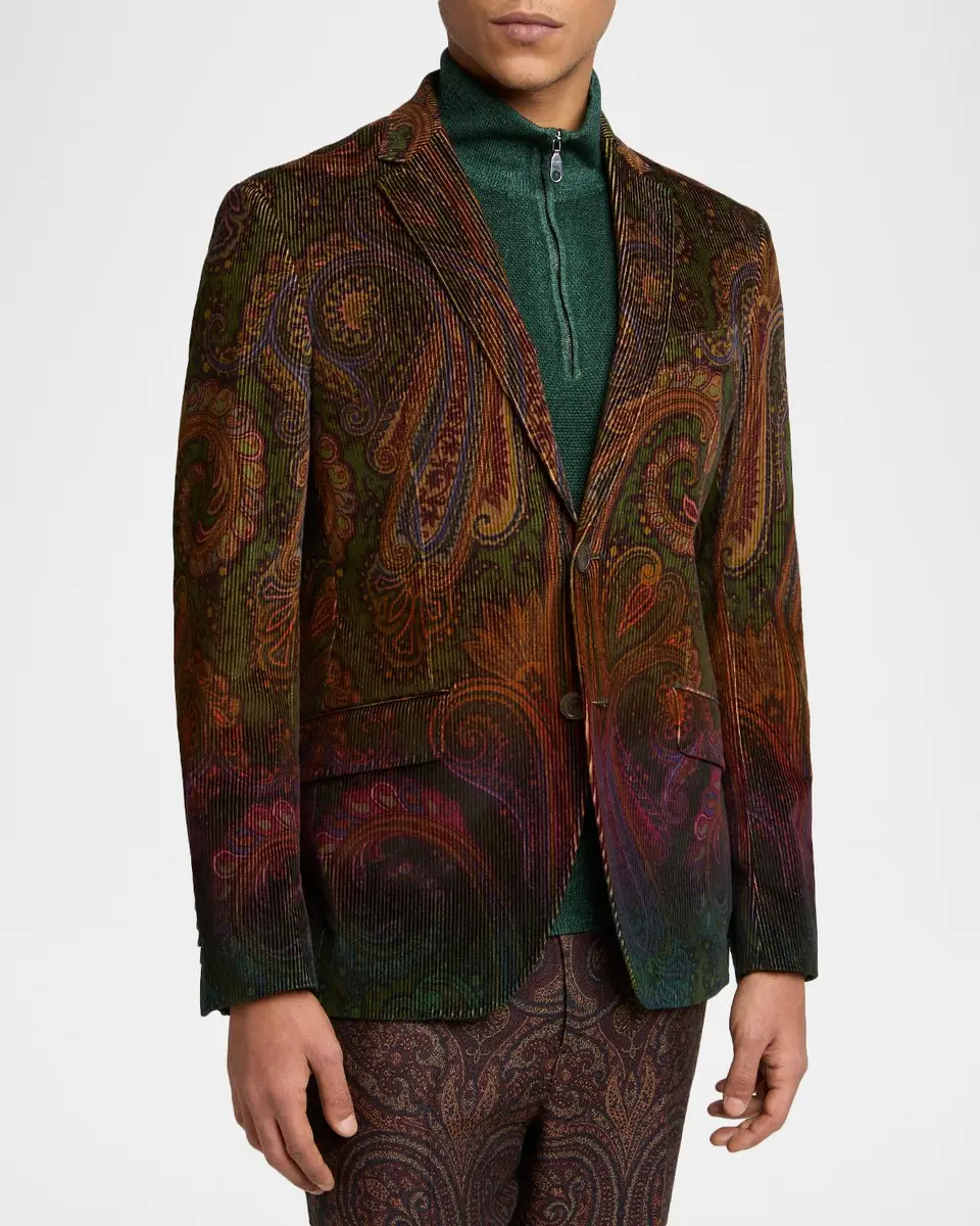 Etro Men's Roma Paisley Corduroy Single-Breasted Jacket | Thumbnail 4 Etro Men's Roma Paisley Corduroy Single-Breasted Jacket | Thumbnail 4