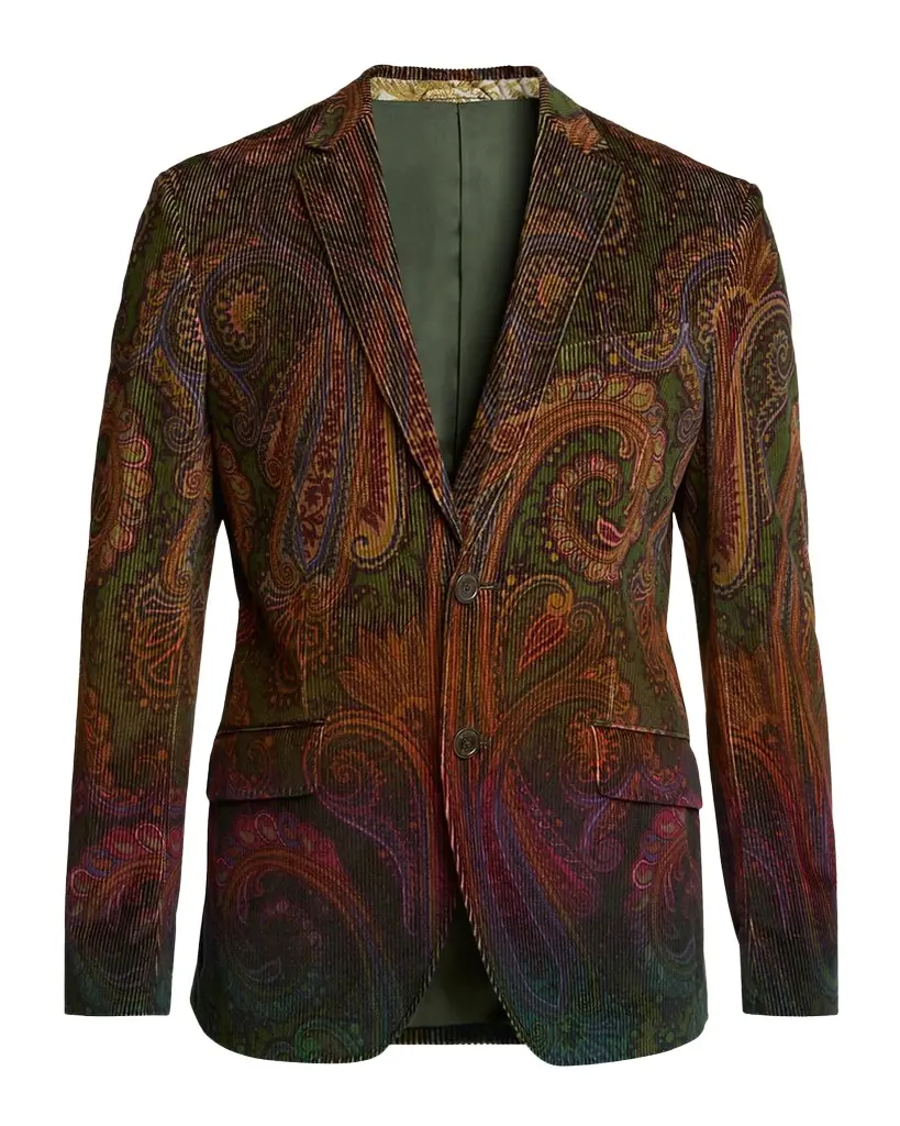 Etro Men's Roma Paisley Corduroy Single-Breasted Jacket | Image 1 Etro Men's Roma Paisley Corduroy Single-Breasted Jacket | Image 1