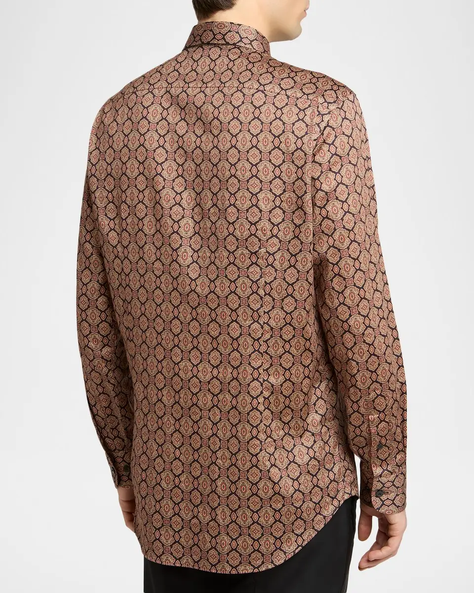 Etro Men's Medallion Satin Button-Down Shirt | Thumbnail 2