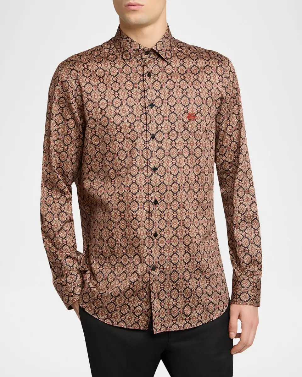 Etro Men's Medallion Satin Button-Down Shirt | Thumbnail 3