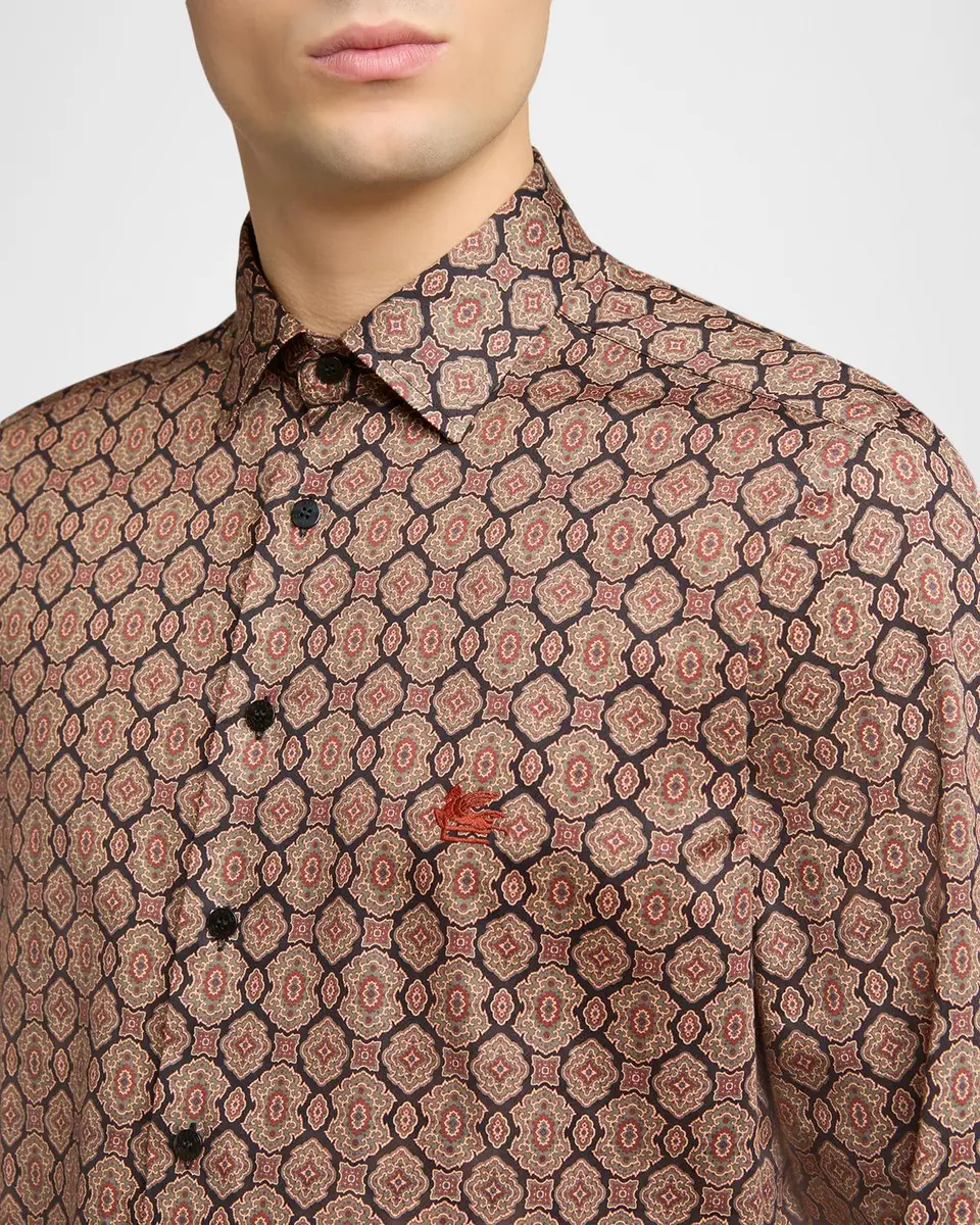 Etro Men's Medallion Satin Button-Down Shirt | Thumbnail 4
