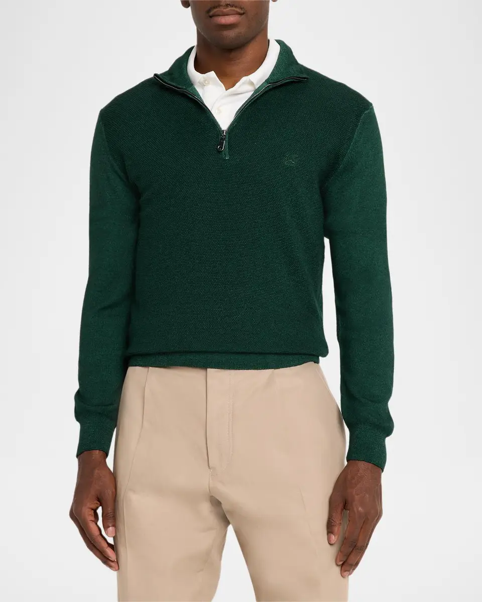 Etro Men's Fuji Knitted Quarter-Zip Sweater | Thumbnail 4 Etro Men's Fuji Knitted Quarter-Zip Sweater | Thumbnail 4