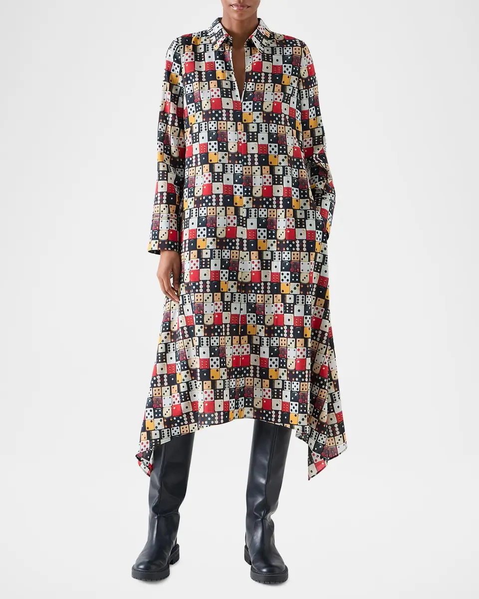 Akris punto Small Dice-Print Wool Shirtdress | Thumbnail 4 Akris punto Small Dice-Print Wool Shirtdress | Thumbnail 4